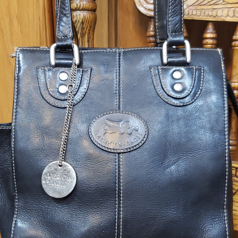American angel black leather purse